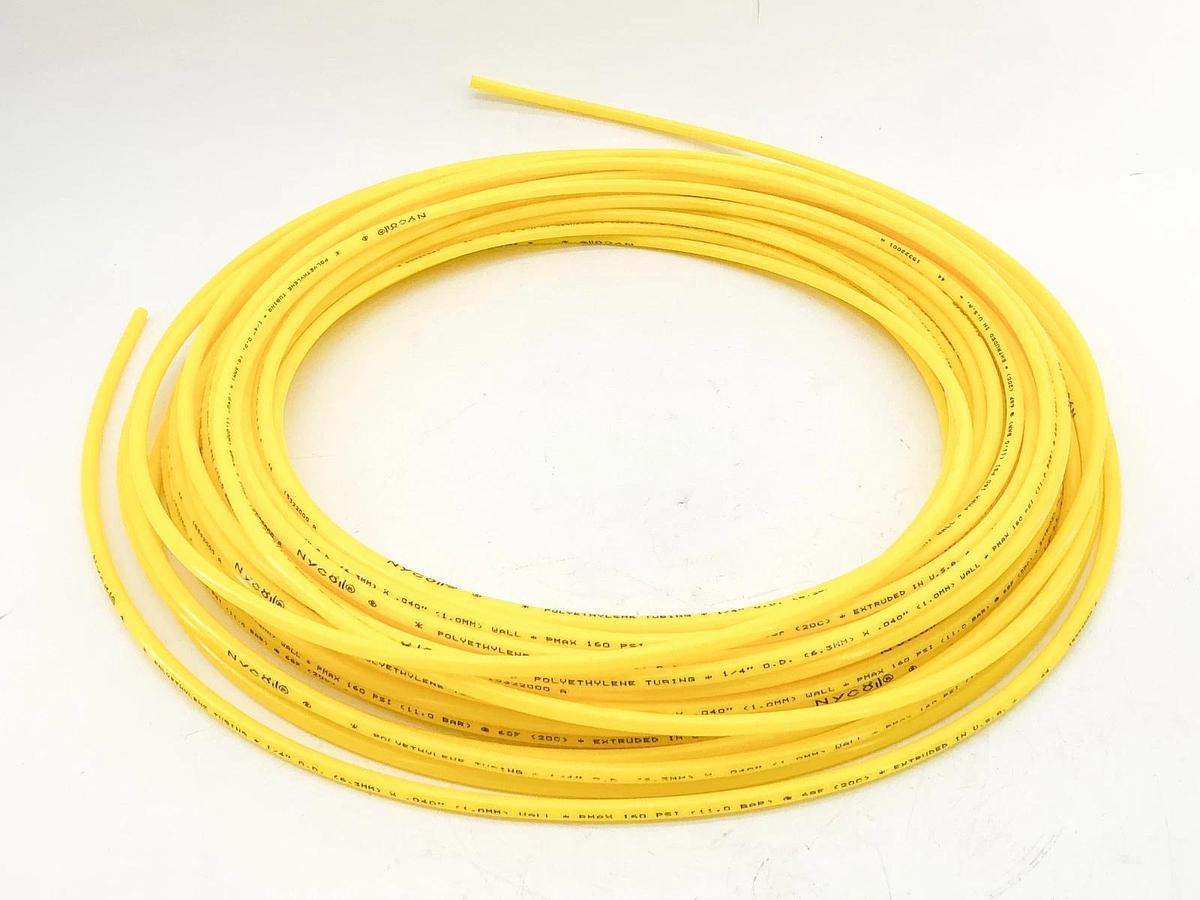 New Nycoil 62445 Yellow Tubing 1/4ODX.040 Wall P.E.Tube 100Ft