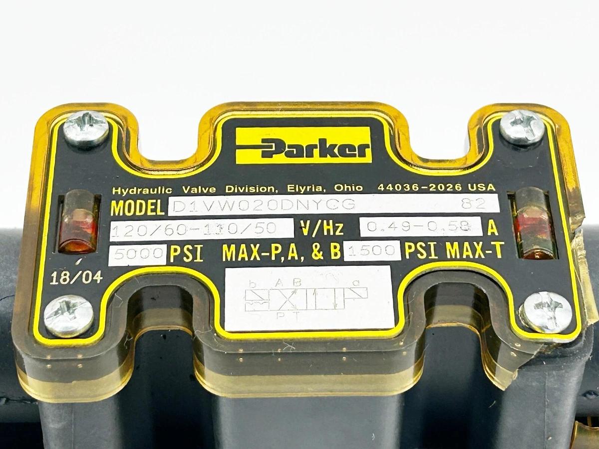 New Parker D31VW020D4NYC3G 82 Hydraulic Valve 5000PSI 0.58A 120V - No Box