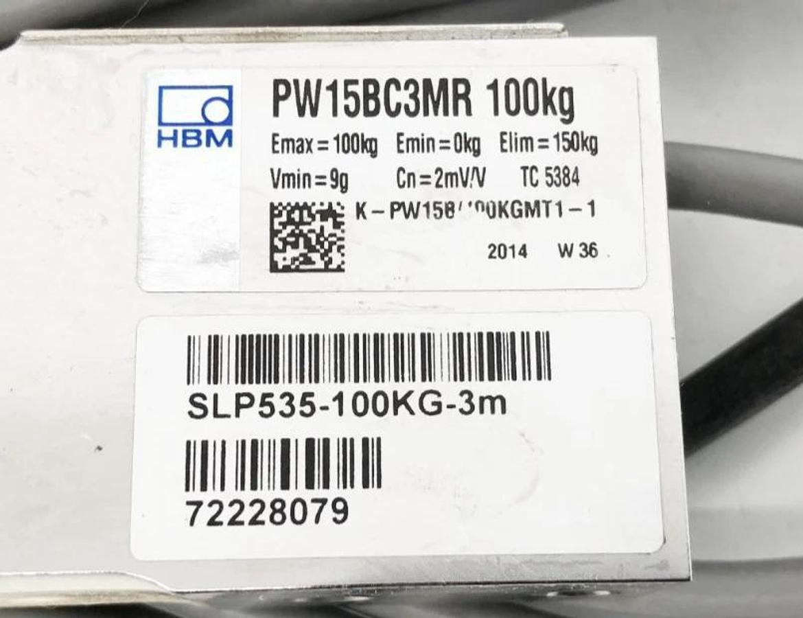 New HBM PW15BC3MR 100kg Load Cell SLP535-100KG-3m - No Box