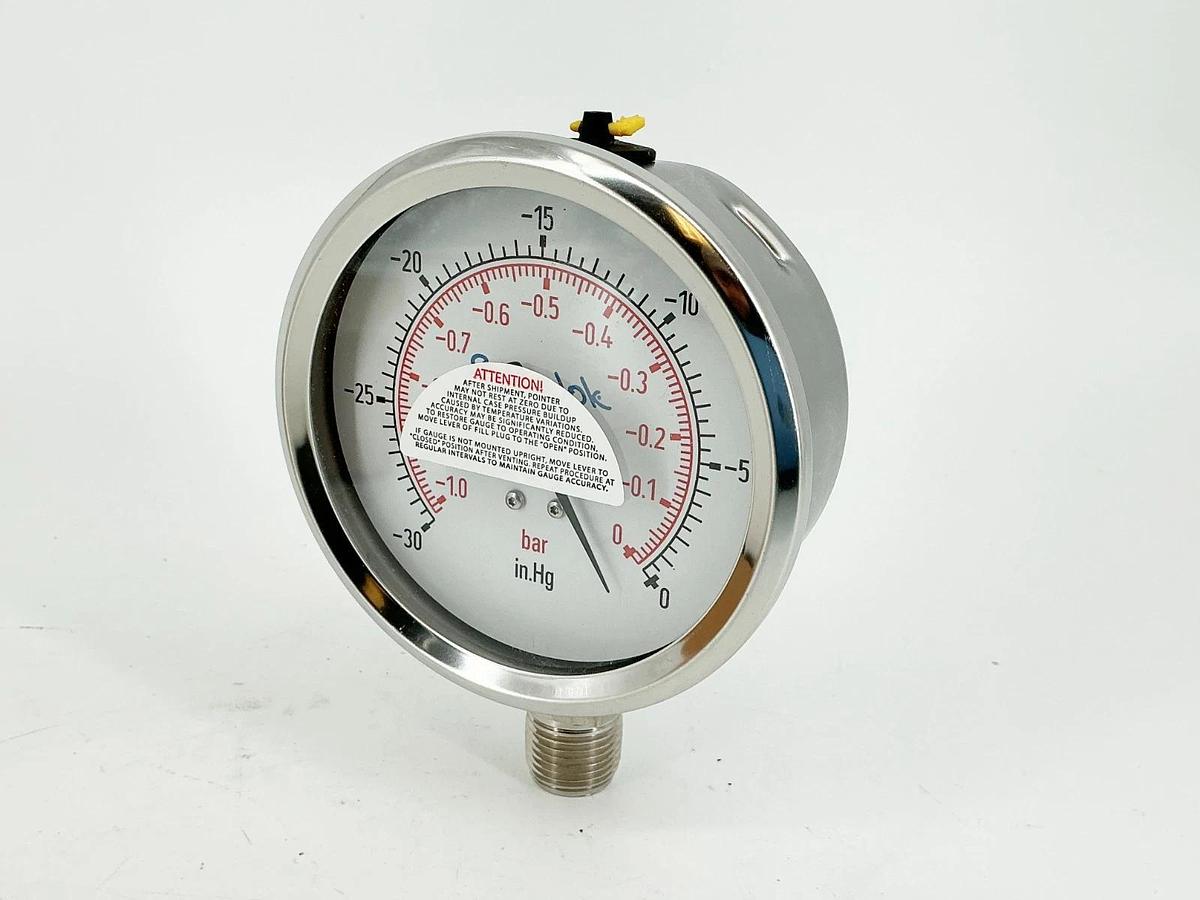 New Swagelok PGI-100C-PC0-LAPX Pressure Gauge 1/2" NPT Stainless Steel