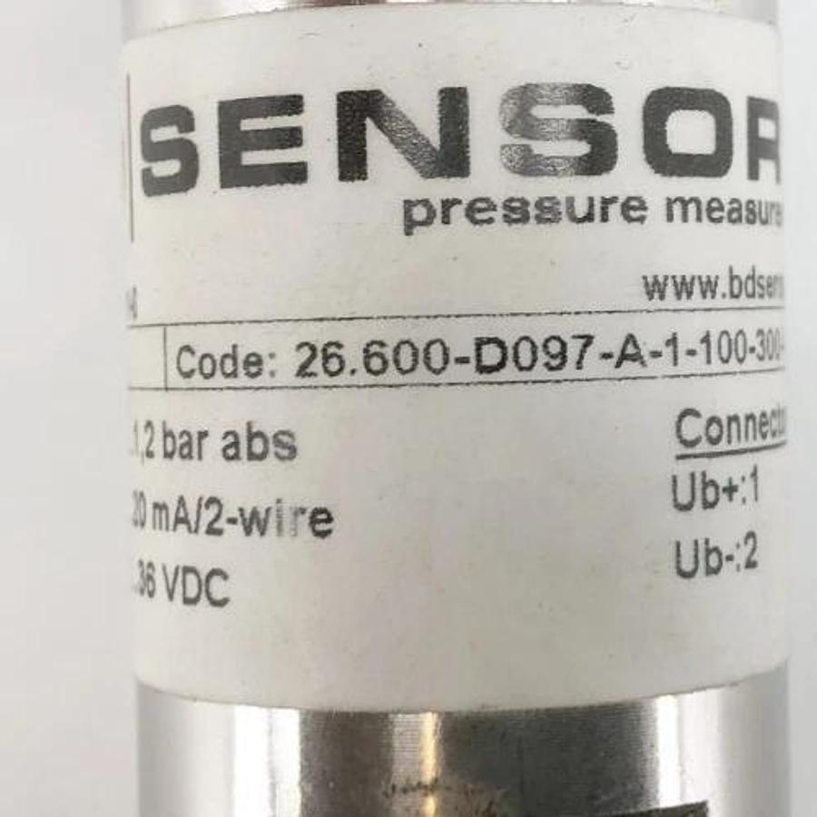 New BD Sensors 26.600-D097-A-1-100-300-1-500 Pressure Transmitter 0.6-1.2 Bar
