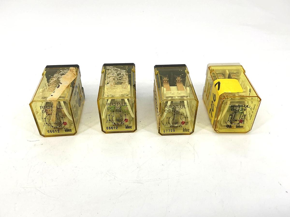 Used Lot of 4 IDEC RR2P-UL-DC12V Relay 2-Pole 8-Pin 12VDC Coil RR2P-UL