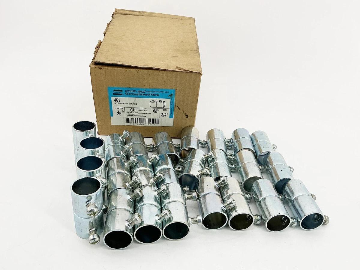 New Box of 25 Crouse Hinds 461 Set Screw Type Coupling 3/4"