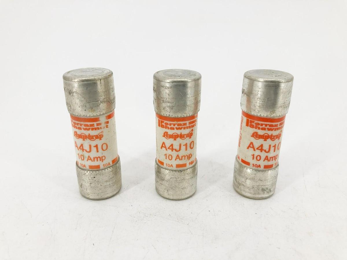 Lot of 3 New Ferraz Shawmut A4J10 Fuse Fast Acting Fuses 10A 600V Class J