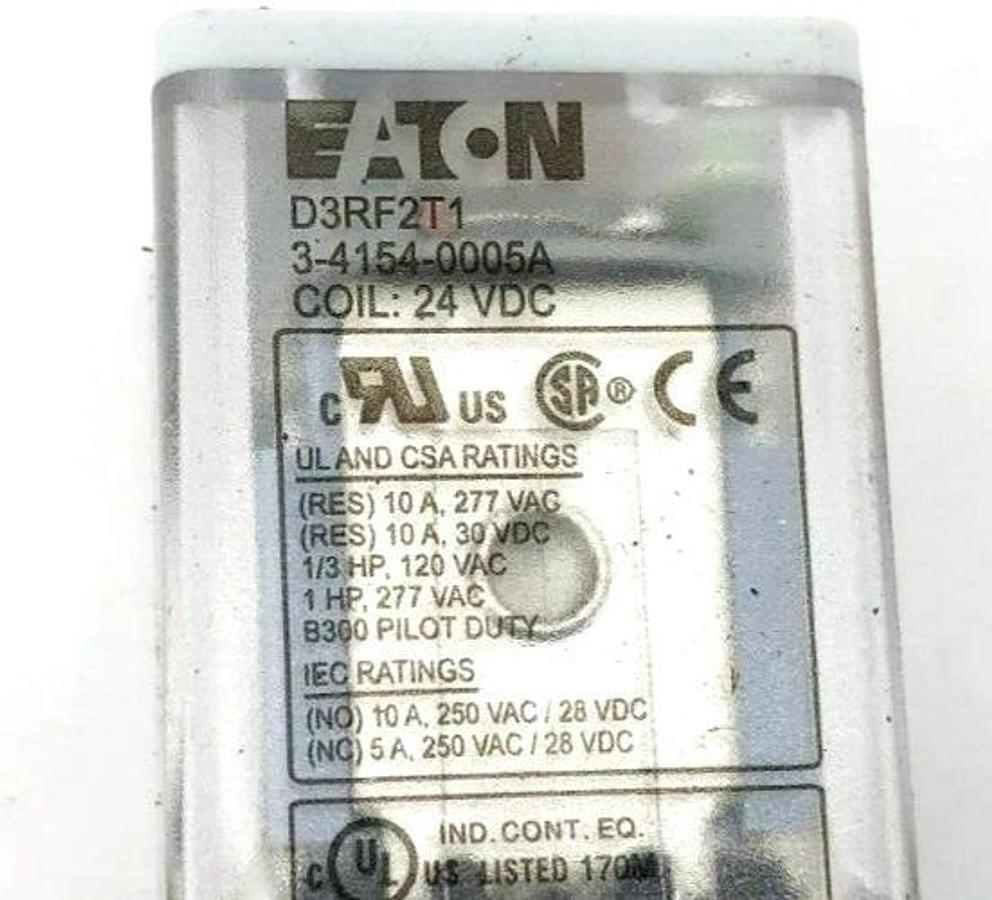 New Eaton D3RF2T1 Octal Relay 24VDC Coil 3-4154-0005A