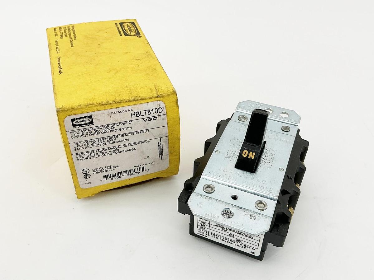 Hubbell HB7810D Manual Motor Disconnect Switch 3P 30A 600V