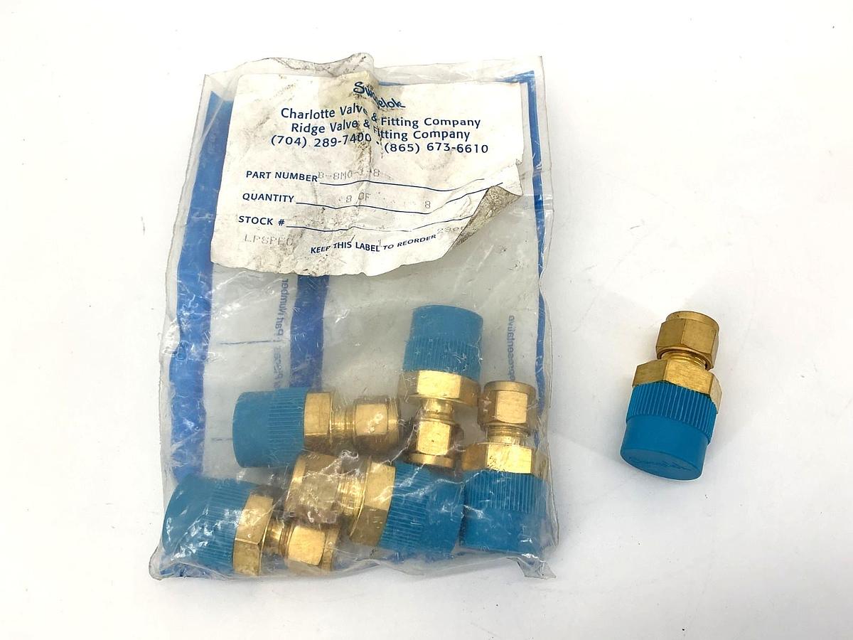 Bag of 6 New Swagelok B-8M0-1-8 Tube Fitting 8mm Connector Tube OD 1/2" Male NPT