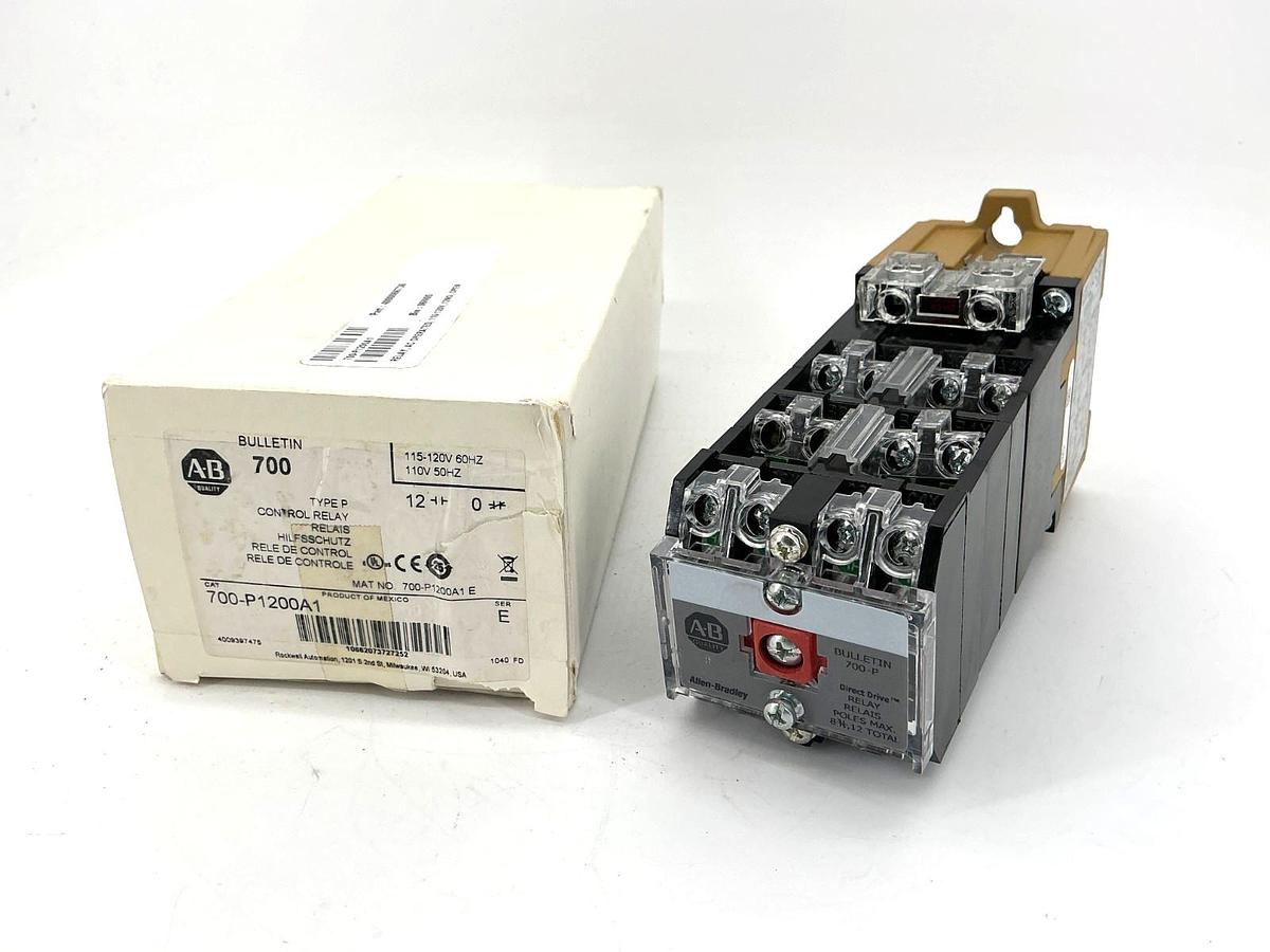 New Allen Bradley 700-P1200A1 Ser E Control Relay Type P 12NO 110/120VAC 50/60HZ