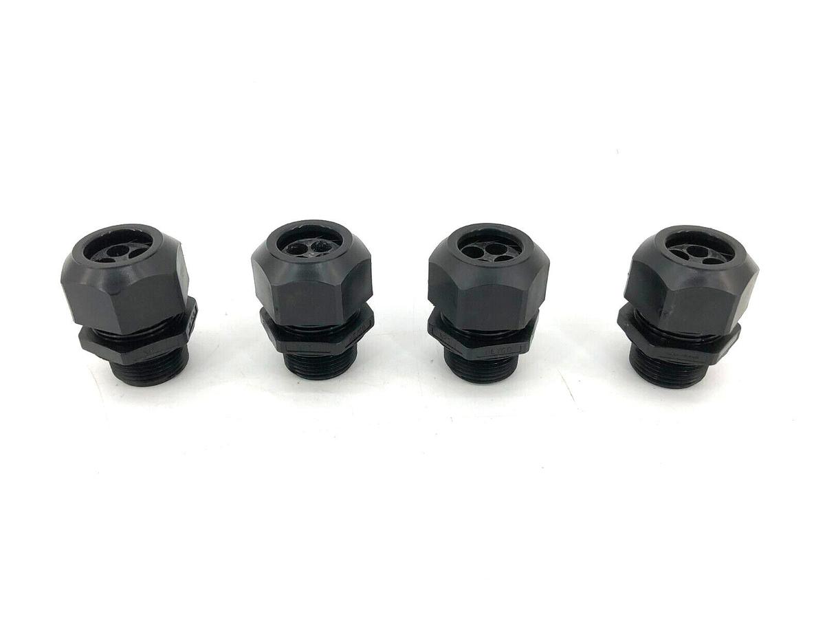Lot of 4 New Heyco M8437GAX Cable Glands, 1" NPT, 4-Hole, 9.5mm Holes