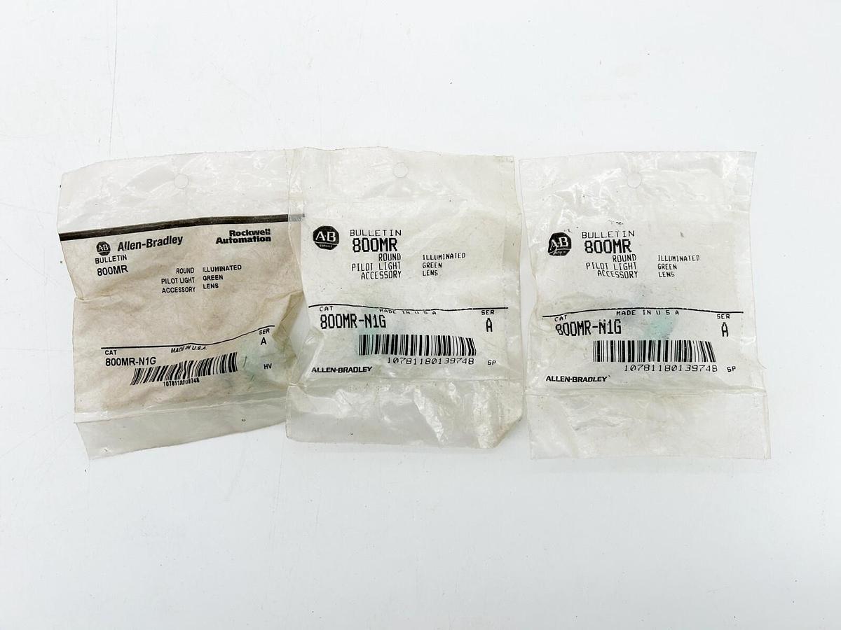 New Lot of 3 Allen Bradley 800MR-N1G Pushbutton Lens Cap Green Ser.A