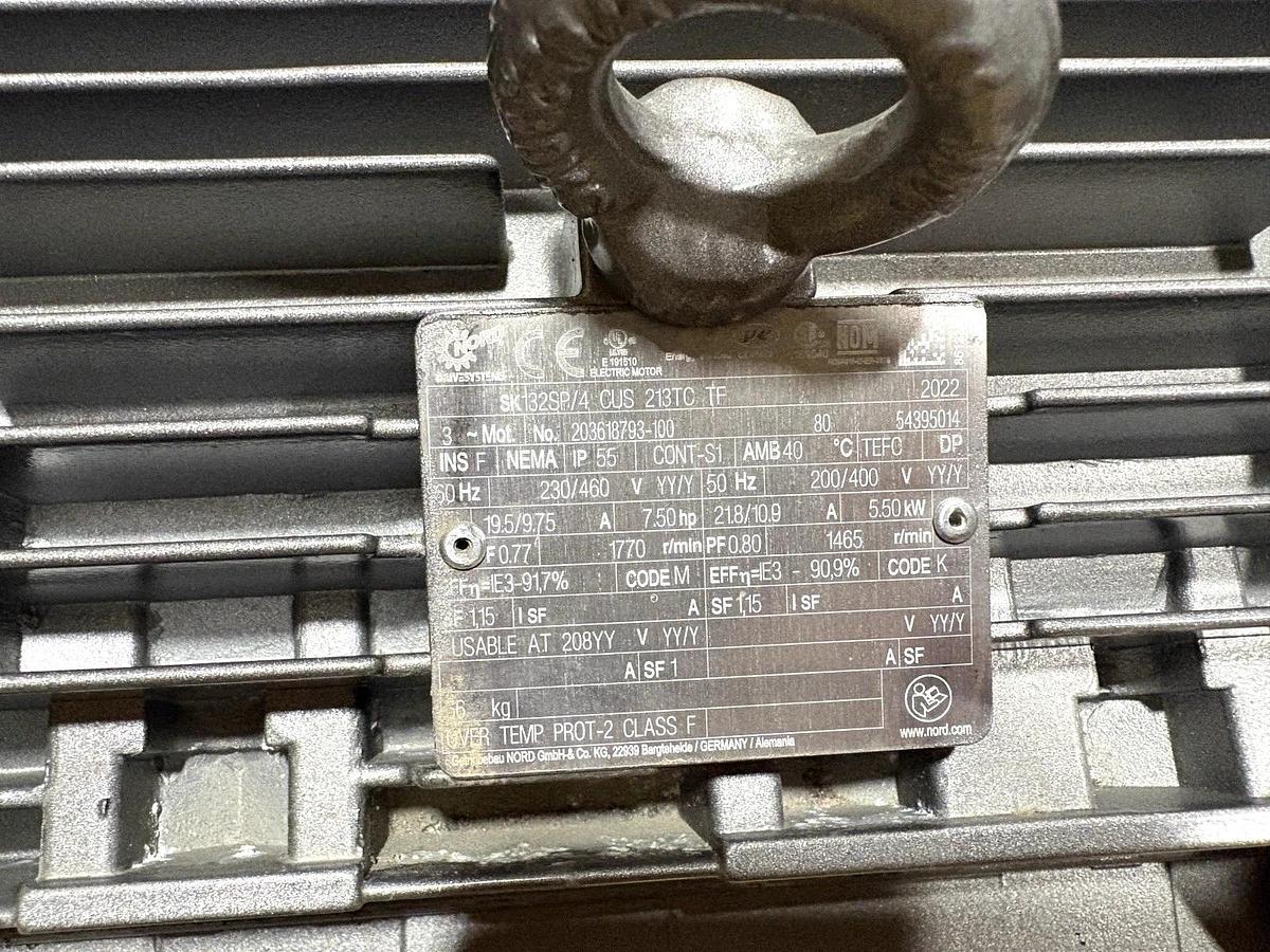 New Nord SK132SP/4-CUS-213TC-TF 7.5HP TEFC Motor 230/460V 60Hz 1770rpm