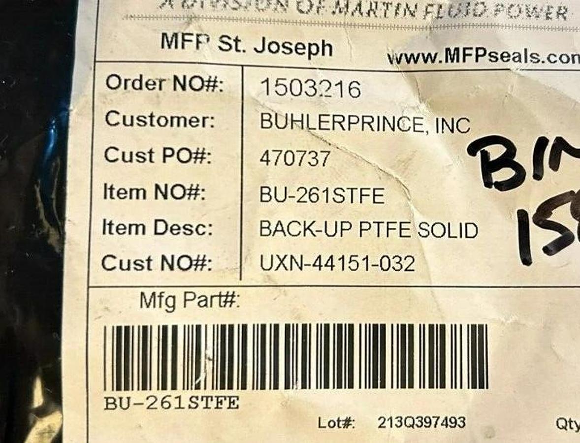Lot of 3 New Martin Fluid Power BU-261STFE O-Rings BACK-UP PTFE SOLID