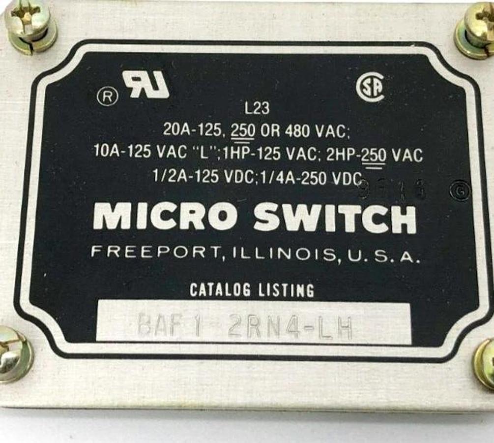New Honeywell BAF1-2RN4-LH Snap Action Plunger Limit Switch 480VAC 250VDC