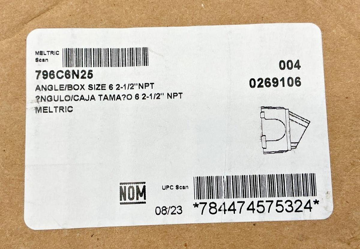 New Meltric 796C6N25 Junction Box 6-1/2" - Body Only (Missing Angle Adapter)
