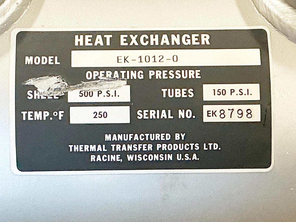New Thermal Transfer Products EK-1012-0 Heat Exchanger 500PSI 250Deg