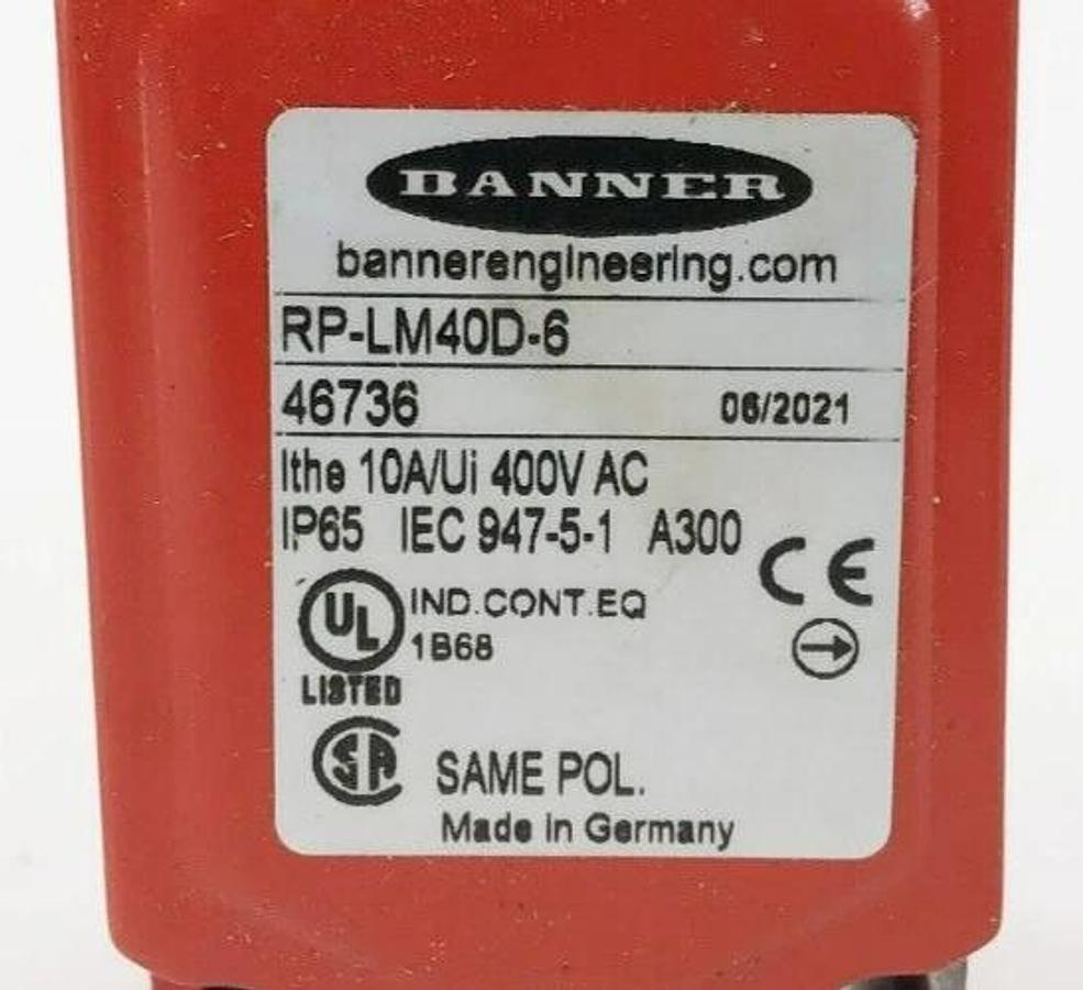 New Banner Engineering RP-LM40D-6 Rope Switch 400VAC 10A 6m Range 46736