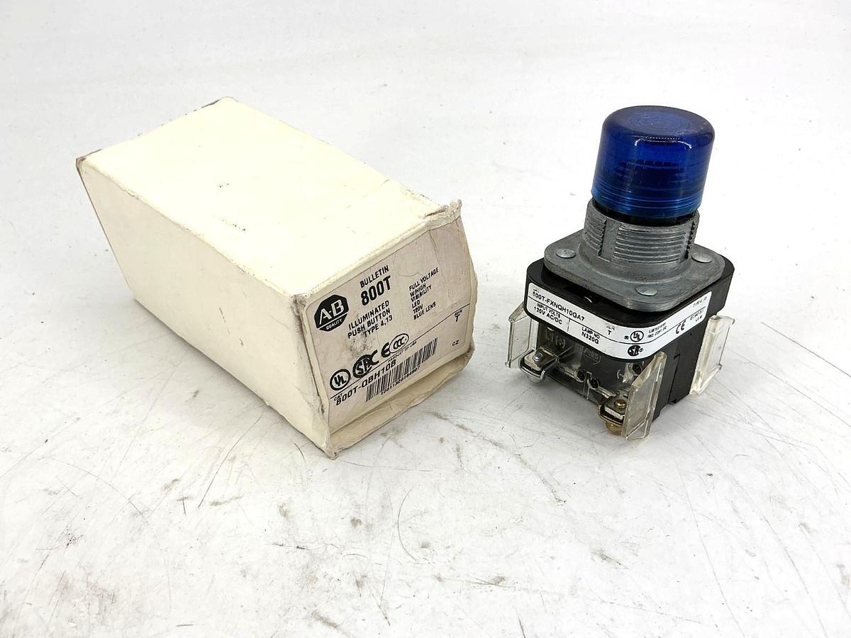 New Allen Bradley 800T-QBH10B Ser T Illuminated Push Button Blue Lens LED 120V
