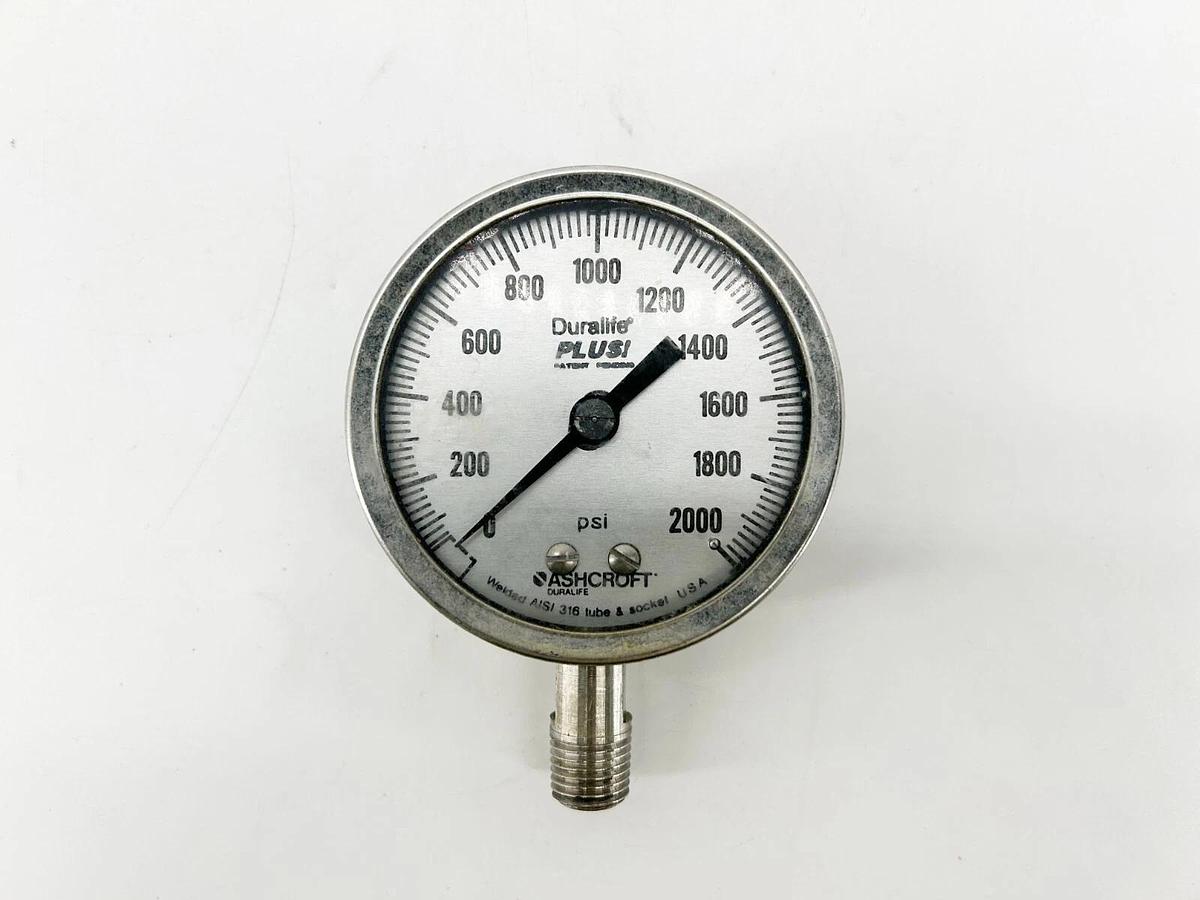 New Ashcroft 8937 Gauge 0-2000PSI Welded AISI 316 Tube and Socket