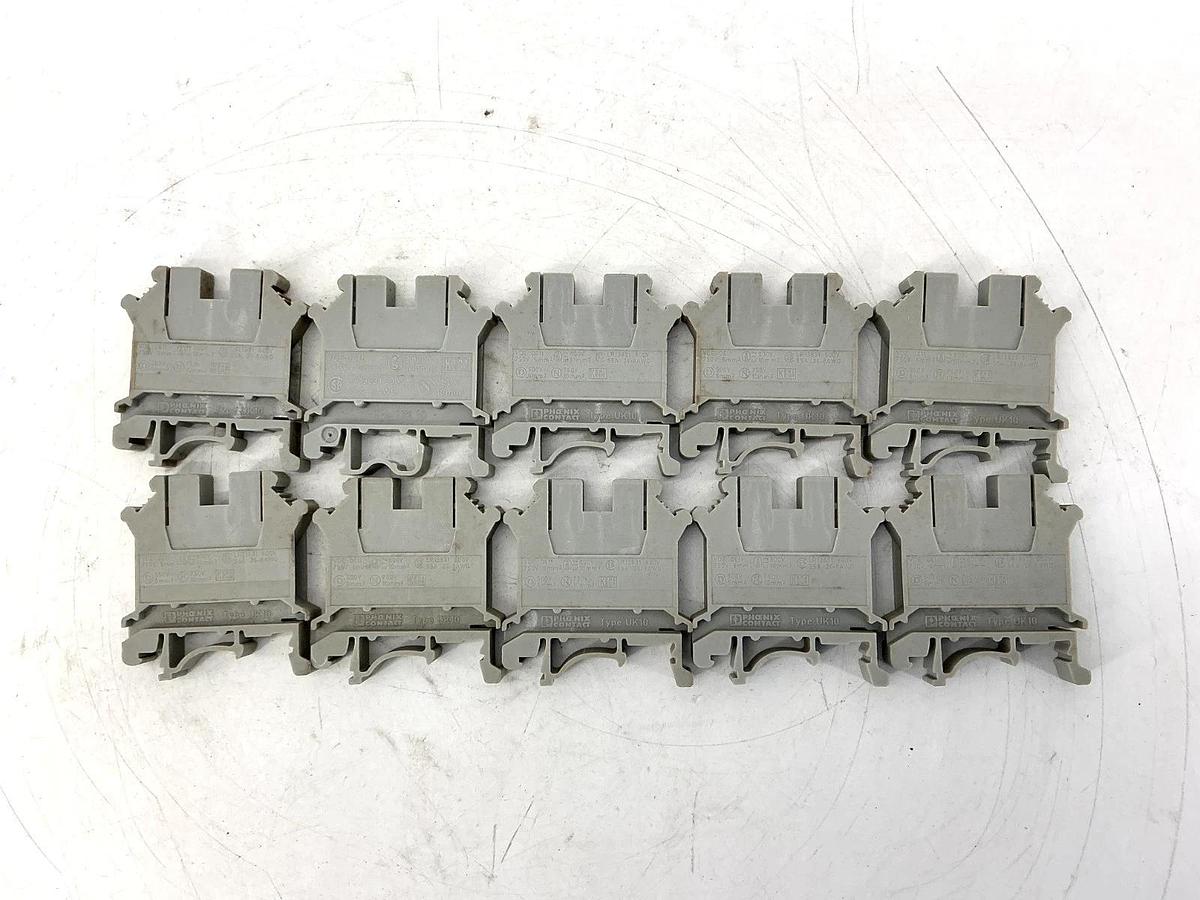 Used Lot of 10 Phoenix Contact UK-10 Terminal Block 26-8AWG 55A 600V UK10