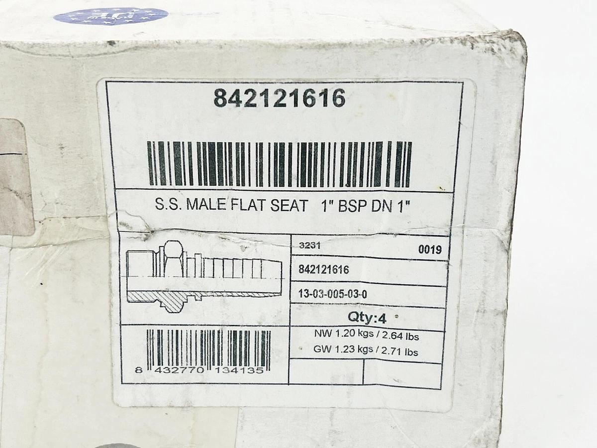 Box of 4 Dicsa 842121616 Hose Male Flat Seat 1" BSP DN1" Stainless