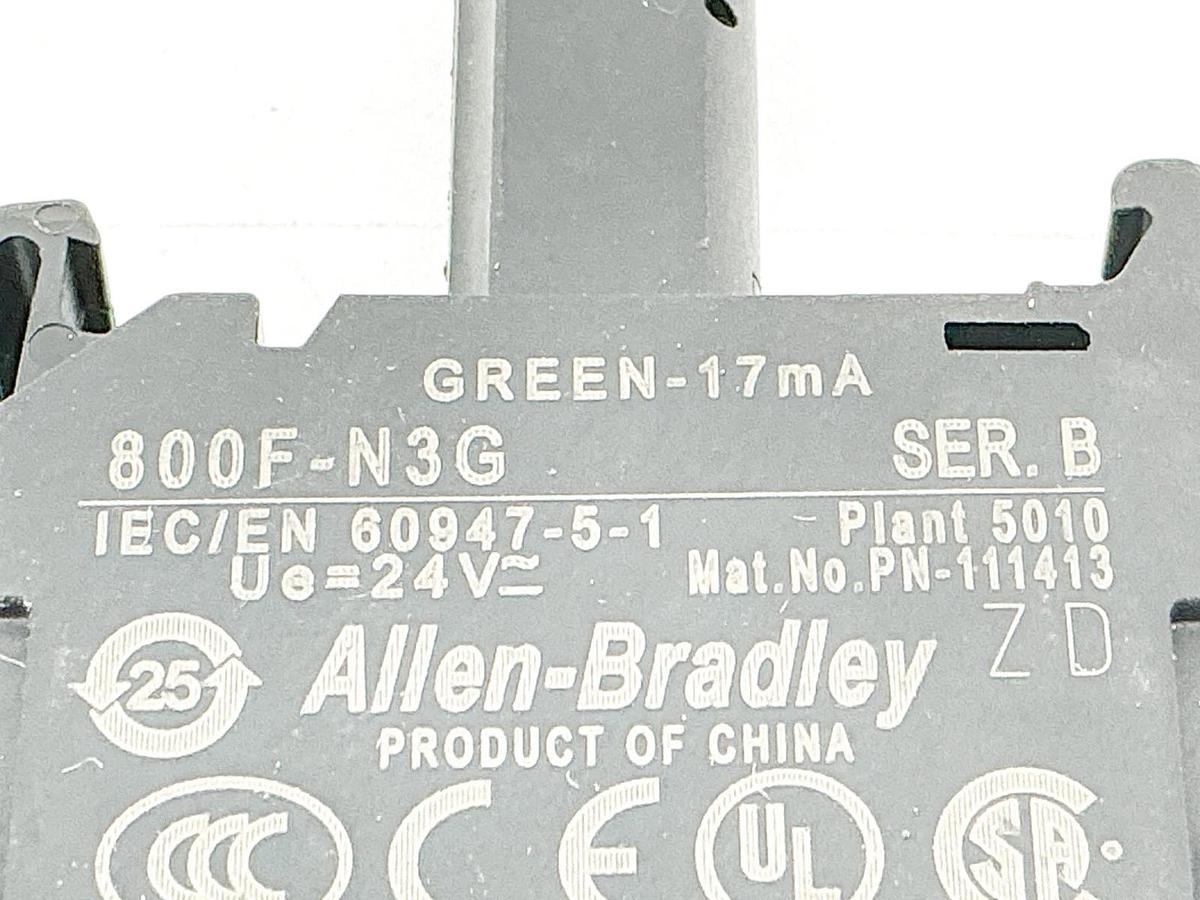New Lot of 2 Allen Bradley 800F-N3G LED Light Module 24V Ser.B - No Box
