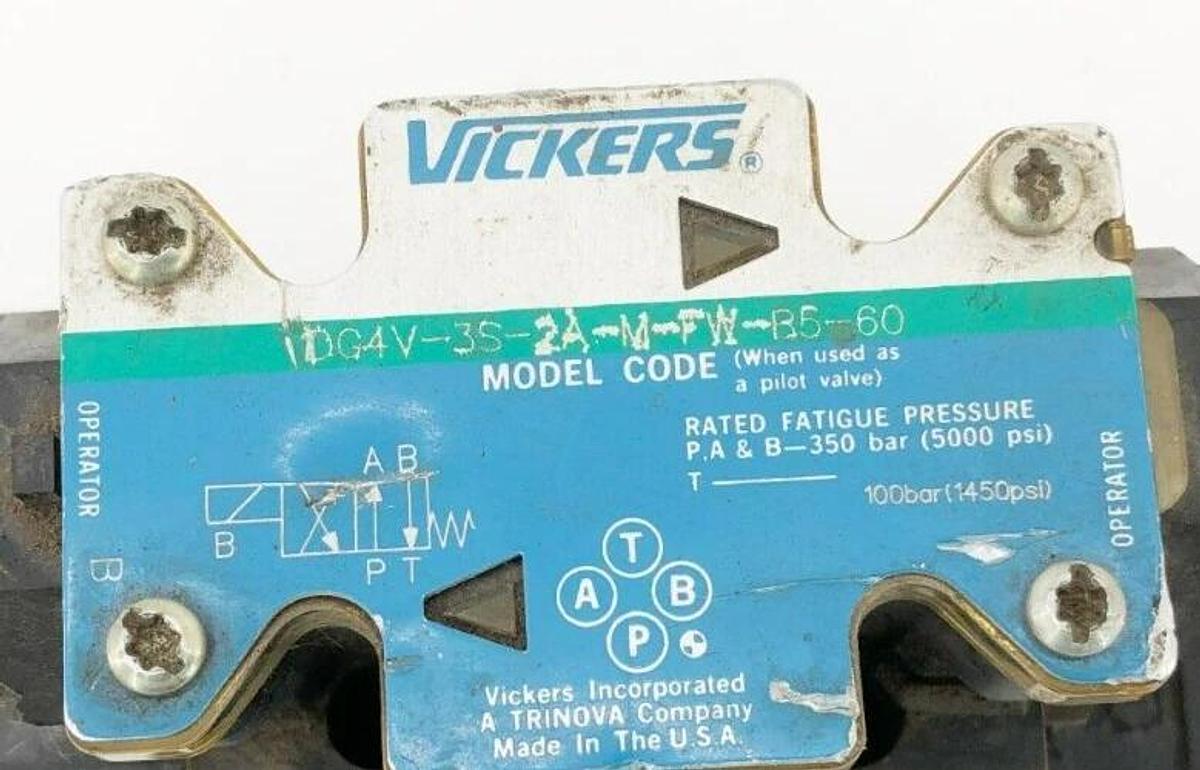 Used Vickers DG5S-8-2A-T-M-FW-B5-30 Solenoid Valve w/ DG4V-3S-2A-M-FW-B5-60