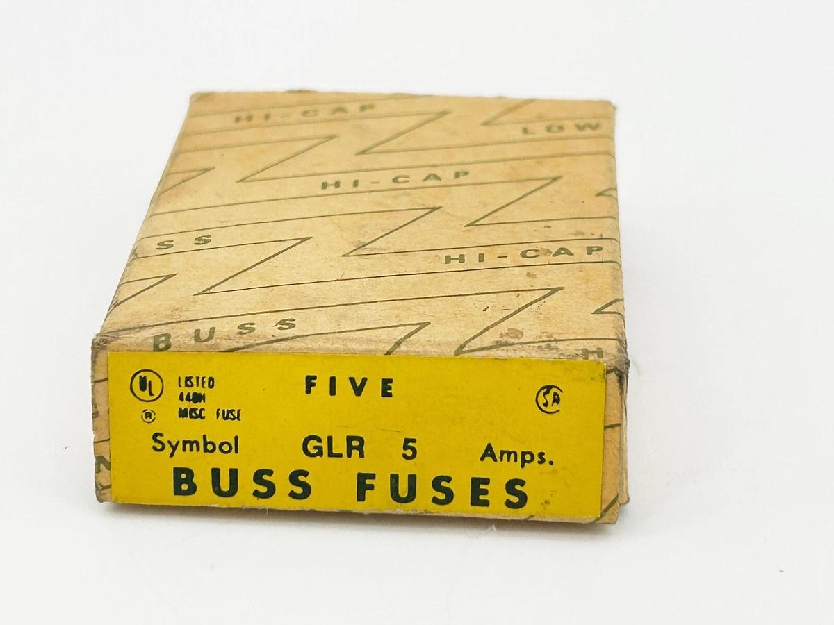 New Box of 5 Bussmann GLR-5 Fast Acting Glass Fuse 5A 300V