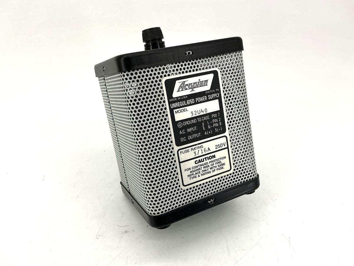 New Acopian 32U40 Unregulated Power Supply 8-Pin Fuse Rating: 3/16A 250V -No Box