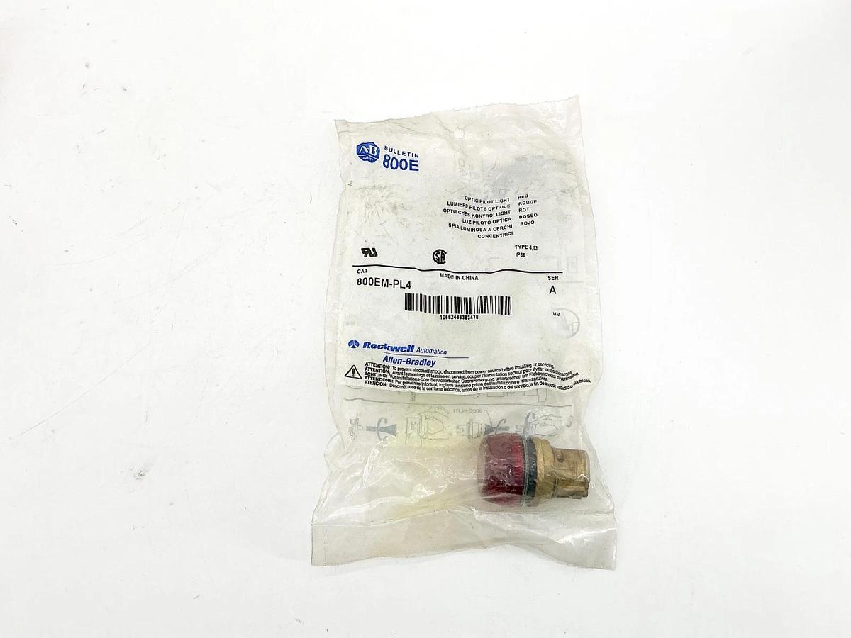 New Lot of 3 Allen Bradley 800EM-PL4 Optic Pilot Light Red Ser.A