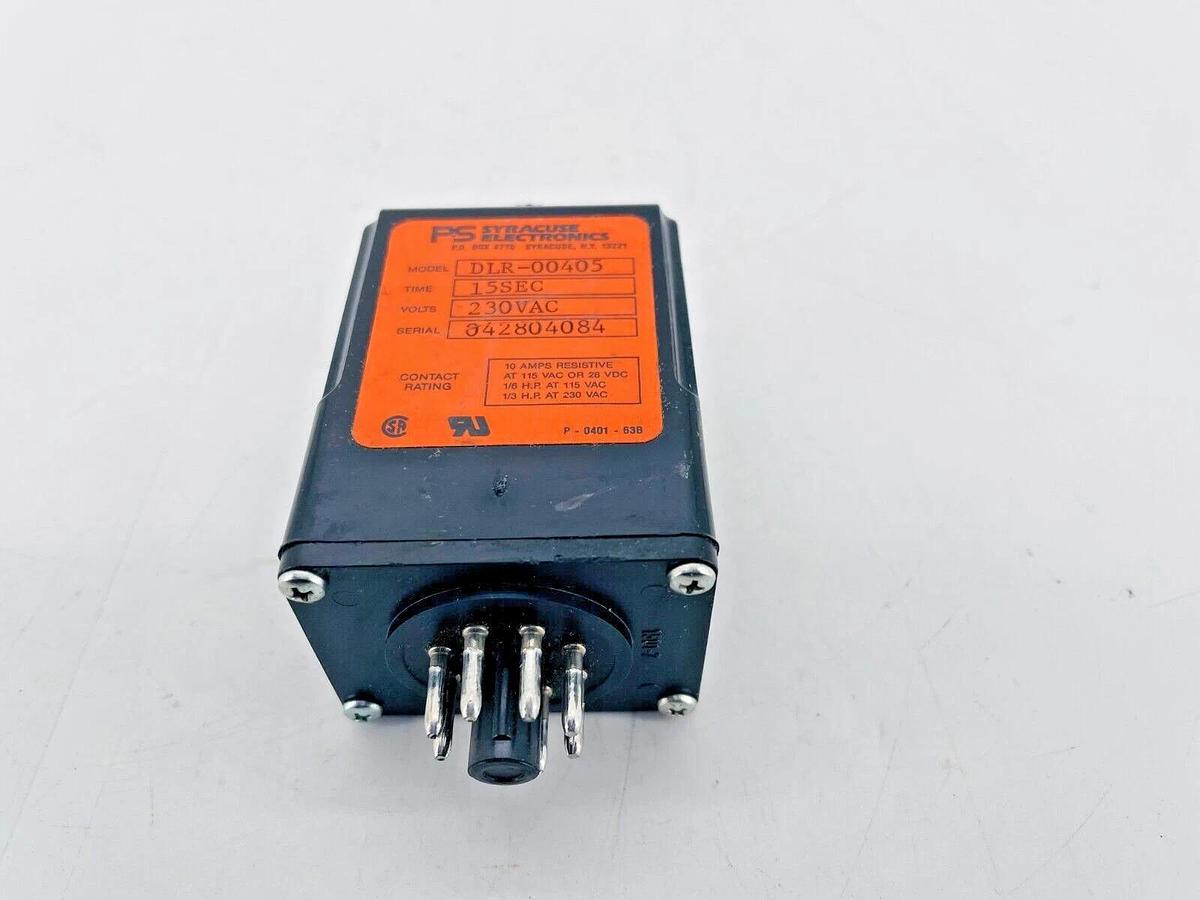 New PS Syracuse Electronics DLR-00405 Timing Relay 15 SEC 230VAC 10A