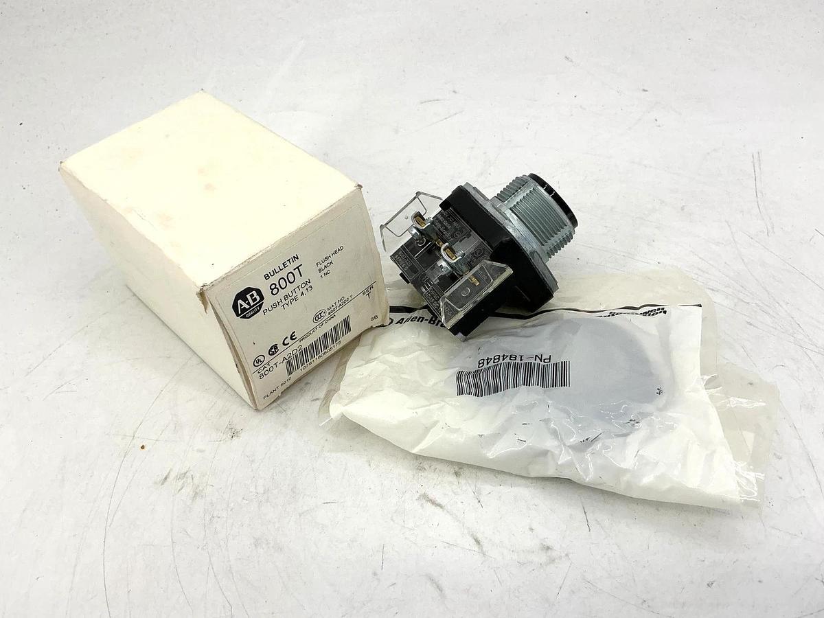 New Allen Bradley 800T-A2D2 Ser T Push Button 30mm Flush Head Black 1NC