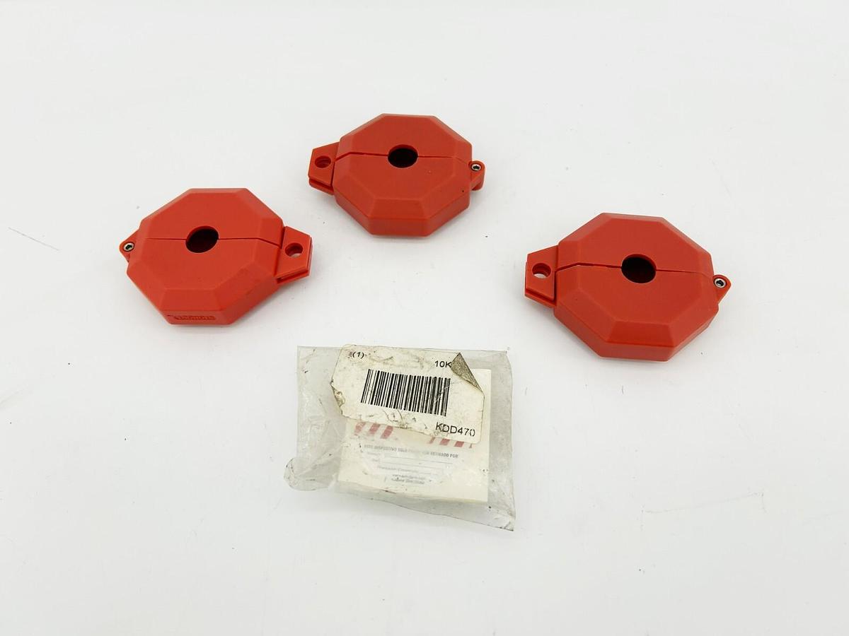 Lot of 3 New Accuform KDD470 Gate Valve Lockouts, 1" to 2-1/2"