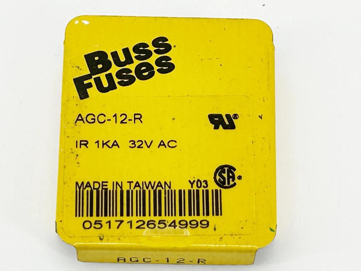 New Lot of 15 Bussmann AGC-12-R Tube Fuse 12A 32V