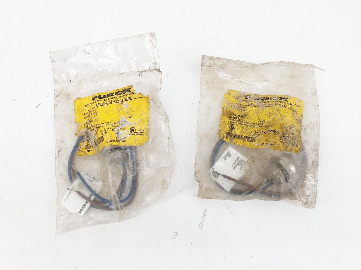 Lot of 2 New Turck RSFV 49T-0.3M Single Ended Cordsets 0.3m U-18721