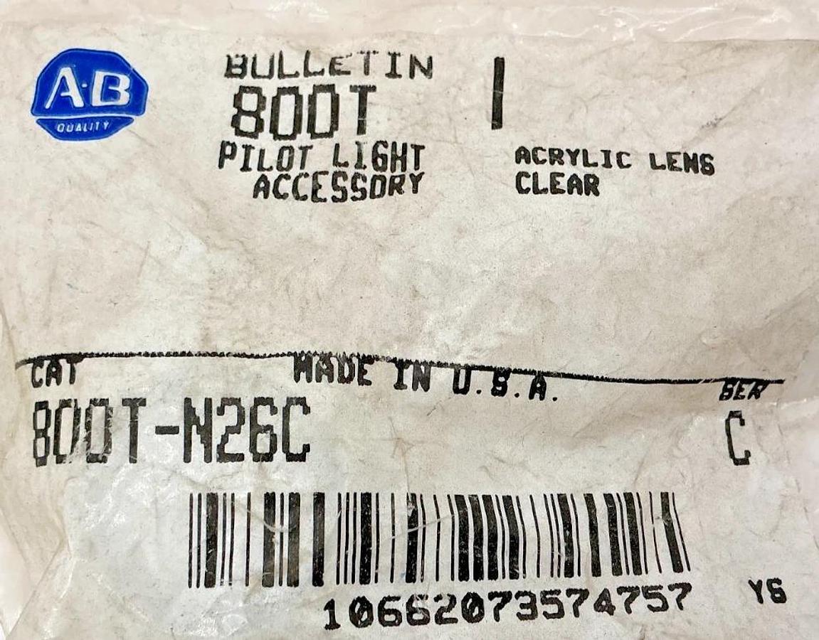 Lot of 2 New Allen Bradley 800T-N26C Ser C Pilot Light Acrylic Lens Clear