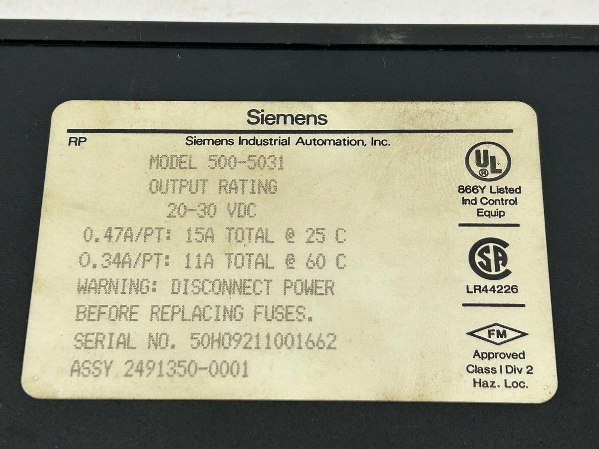 Used Siemens 500-5031 Output Module 20-30VDC