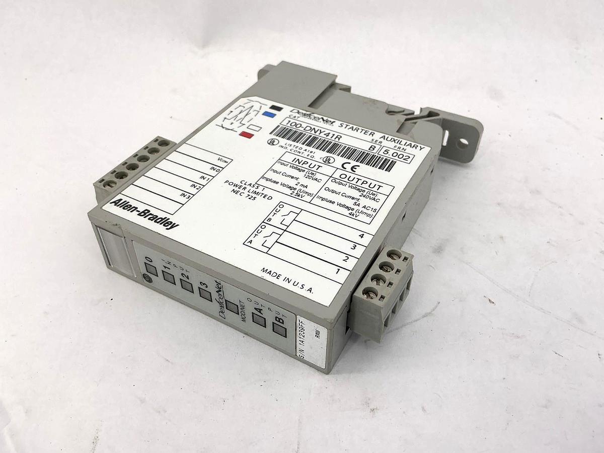 Used Allen Bradley 100-DNY41R Ser B Starter Auxiliary IN-120V OUT-240V