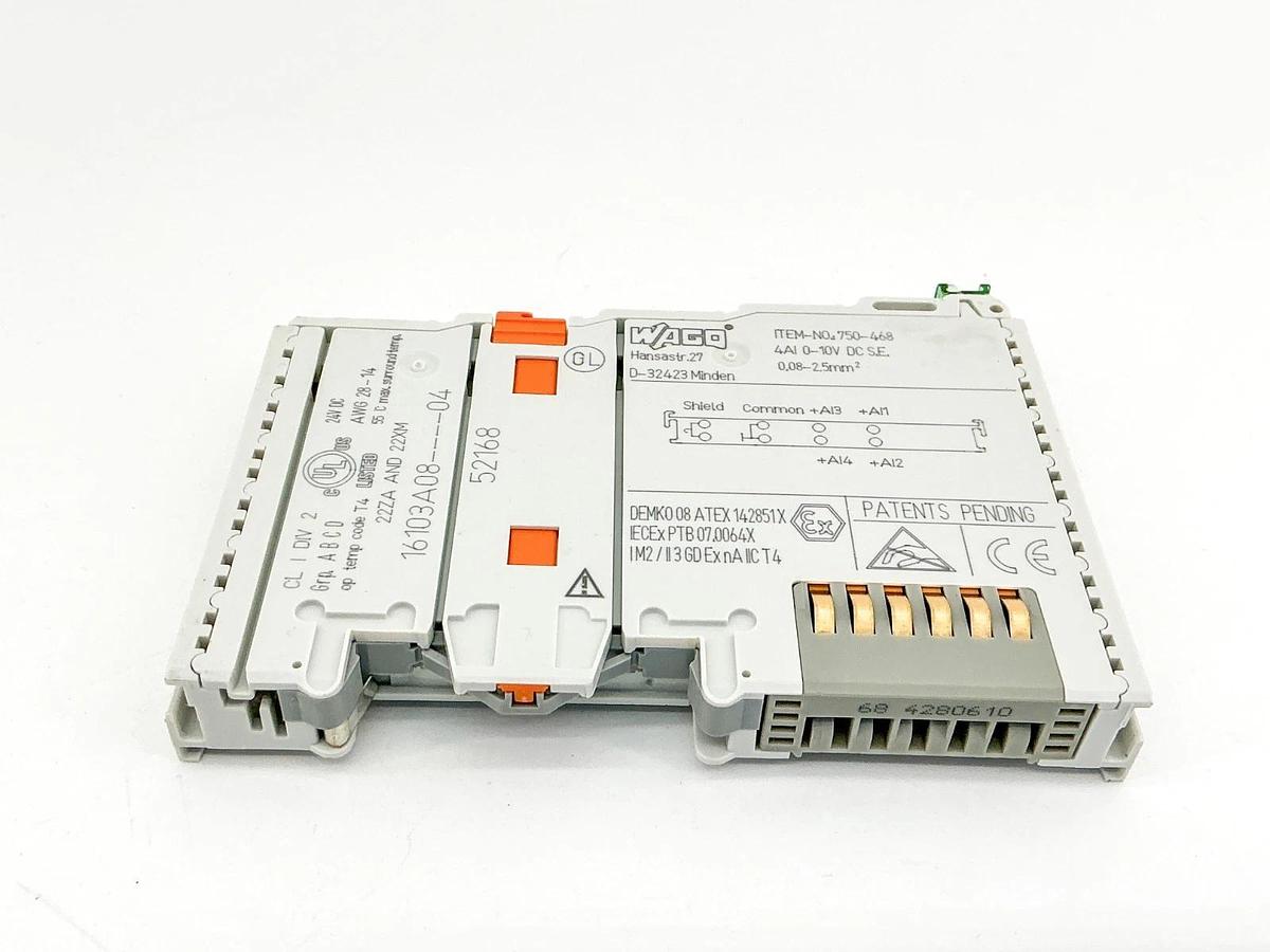 New Wago 750-468 4-Channel Analog Input Module 4AI 0-10VDC 24VDC