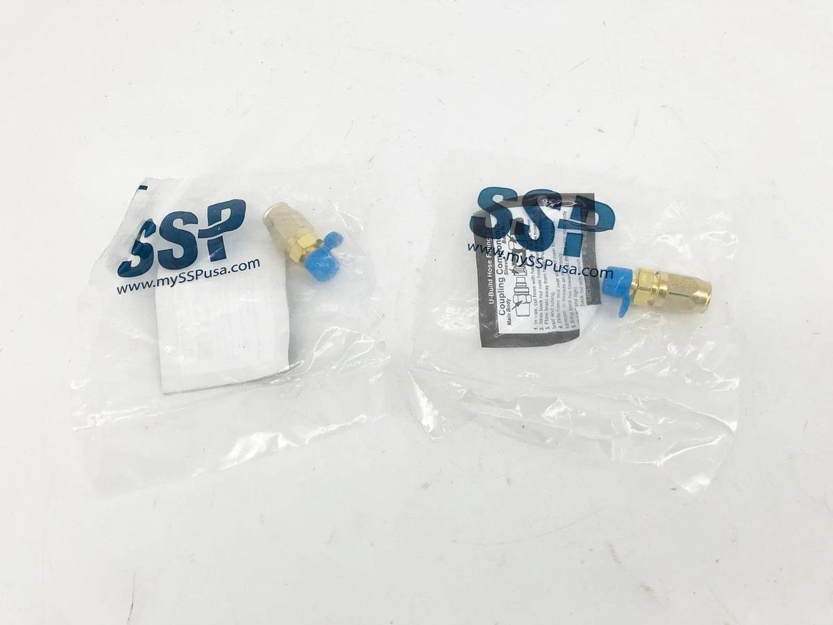 Lot of 2 New SSP AH90020-2-4-B Hose Fittings 1/8-27 MNPT x 1/4 SAE 100R14
