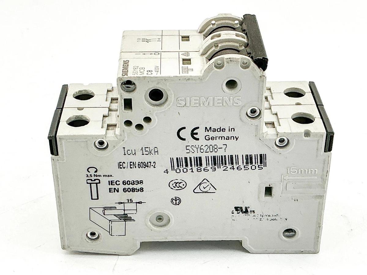 New Siemens 5SY6208-7 Mini Circuit Breaker 400V 2P - No Box