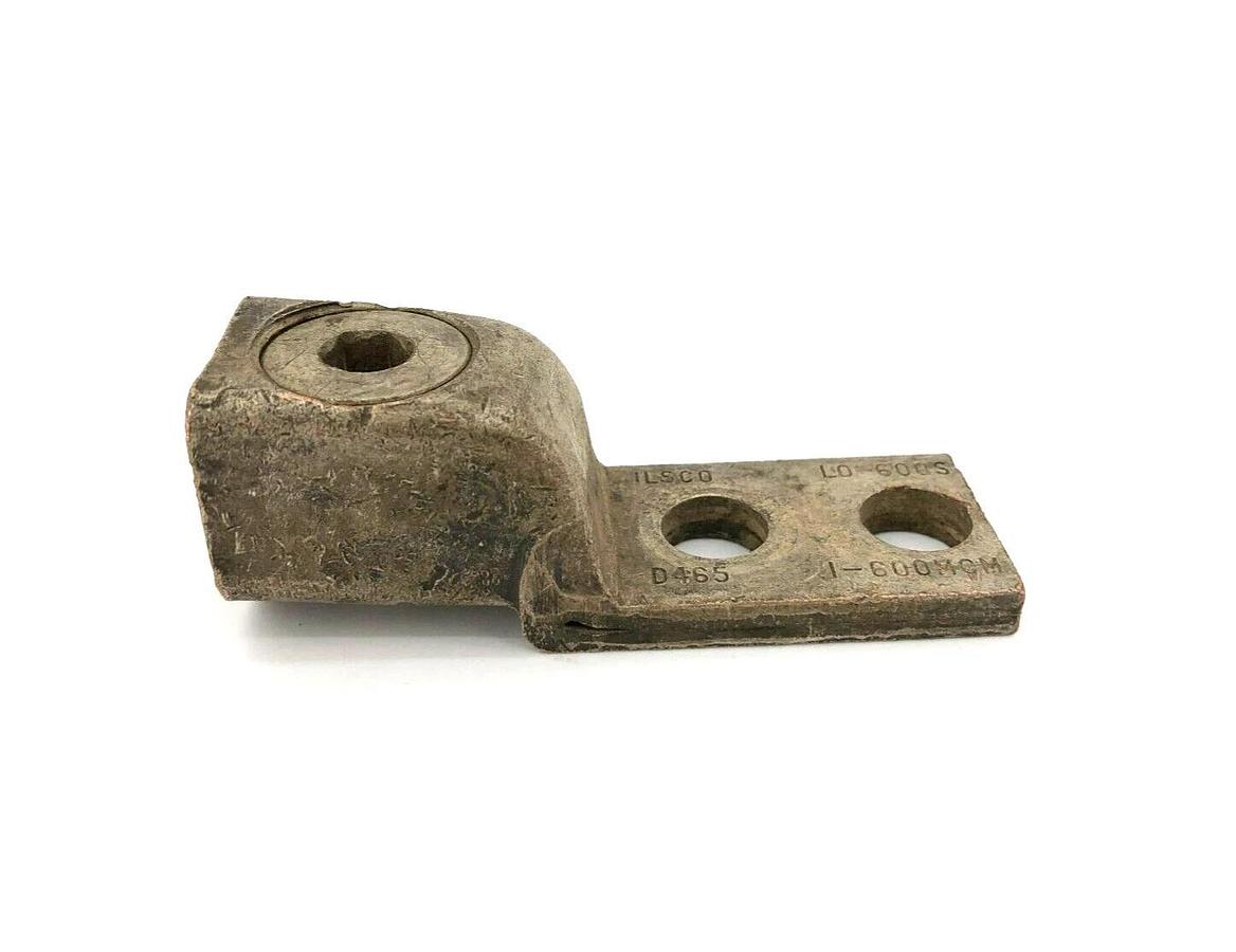 Used Ilsco LO-600S Copper Mechanical Cable Lug, 1-600MCM, 2-Hole, 1/2"