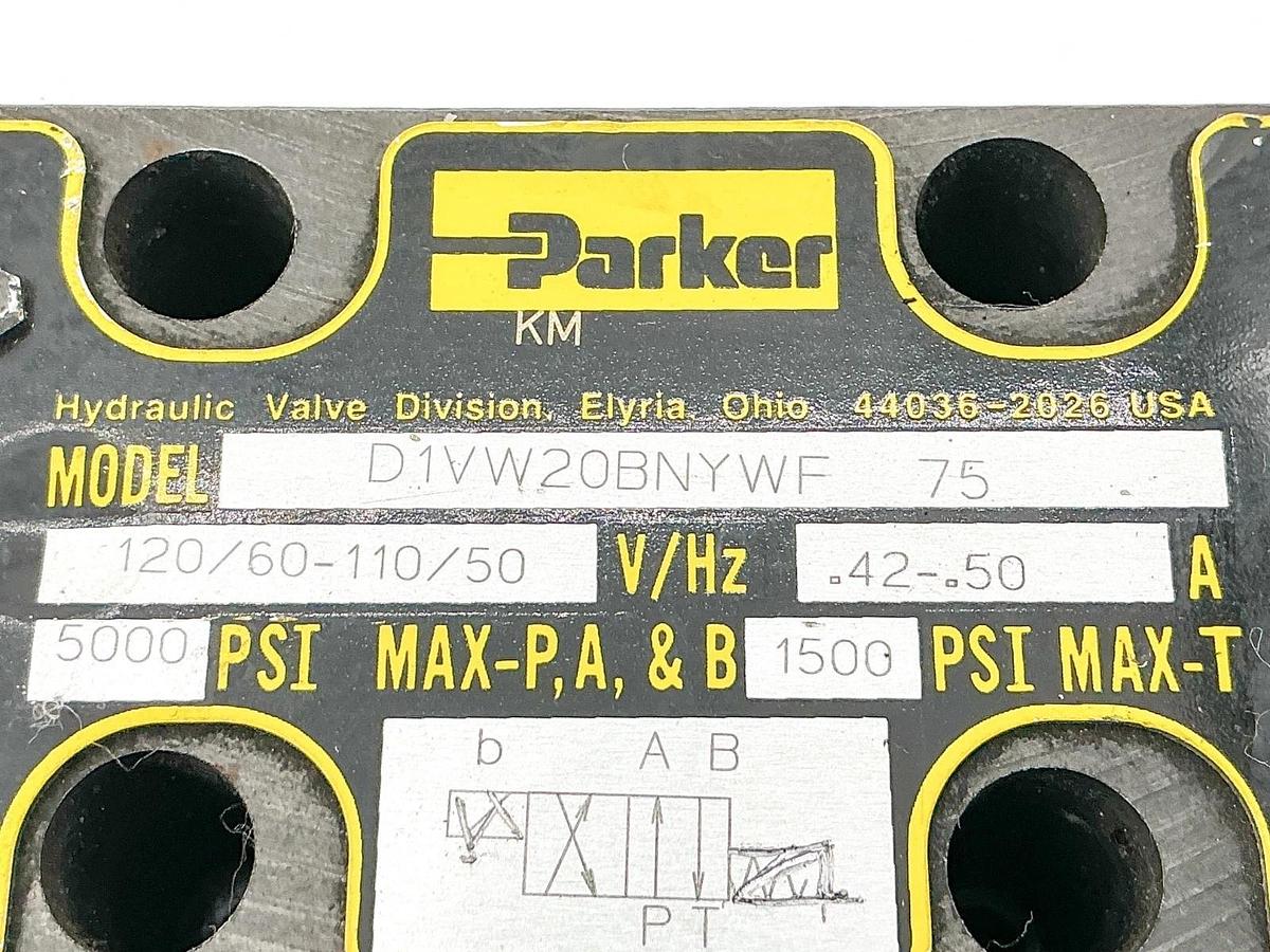 New Parker D1VW20BNYWF-75 Solenoid Valve 5000PSI .50A 110/120V
