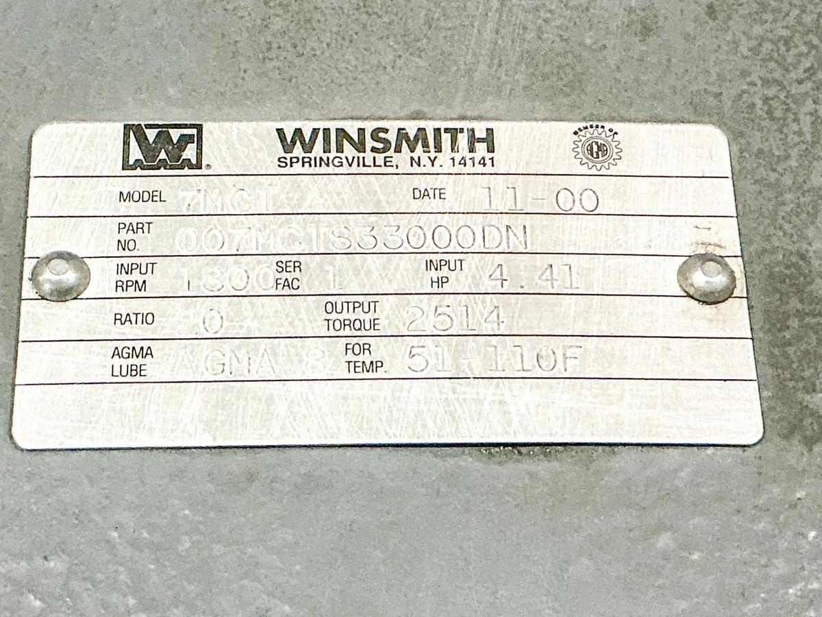 Used Winsmith 007MCTS33000DN Gear Box 20 Ratio 1800RPM 4.41 Input HP 7MCT