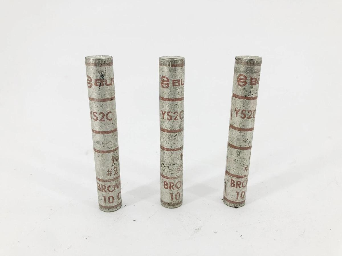 Lot of 3 New Burndy YS2C Barrel Splices N60 #2 STR Brown Die 10 Or 97