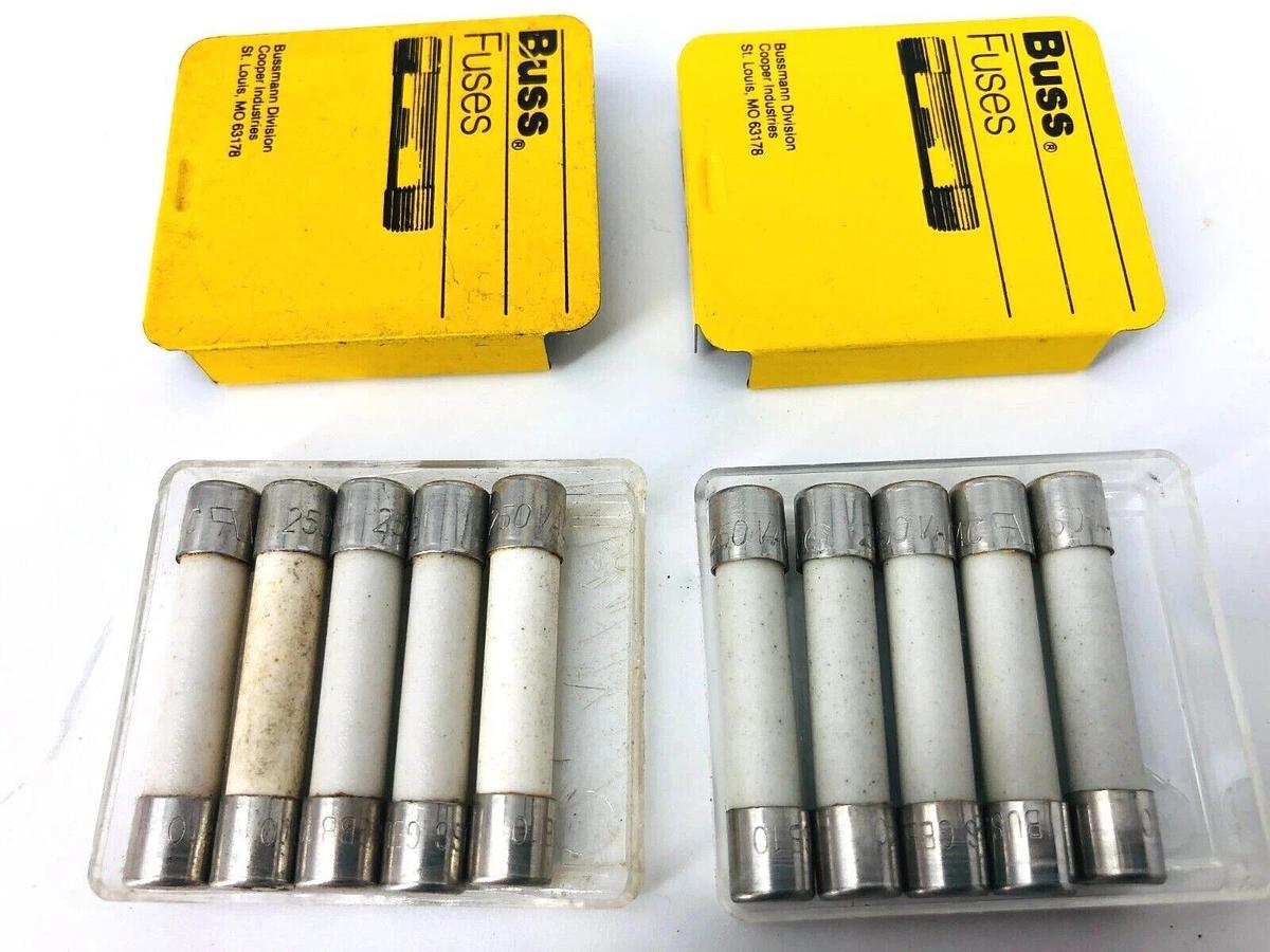 Lot of 2 Packs of 5ea Bussmann GBB-10 Ceramic Cartridge Fuses 10A