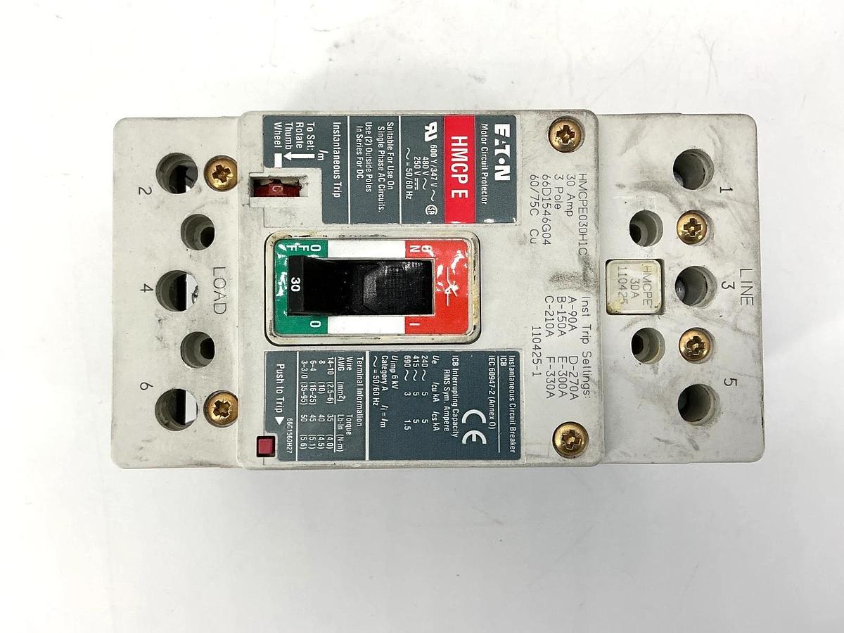 Used Eaton HMCPE030H1C Motor Circuit Protector HMCP-E 3-Pole 30A 480V
