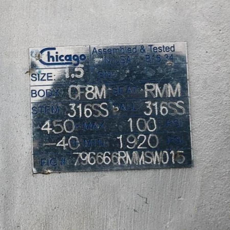 New Chicago Valves 796666RMMSW015 Ball Valve 1-1/2" CF8M - No Box