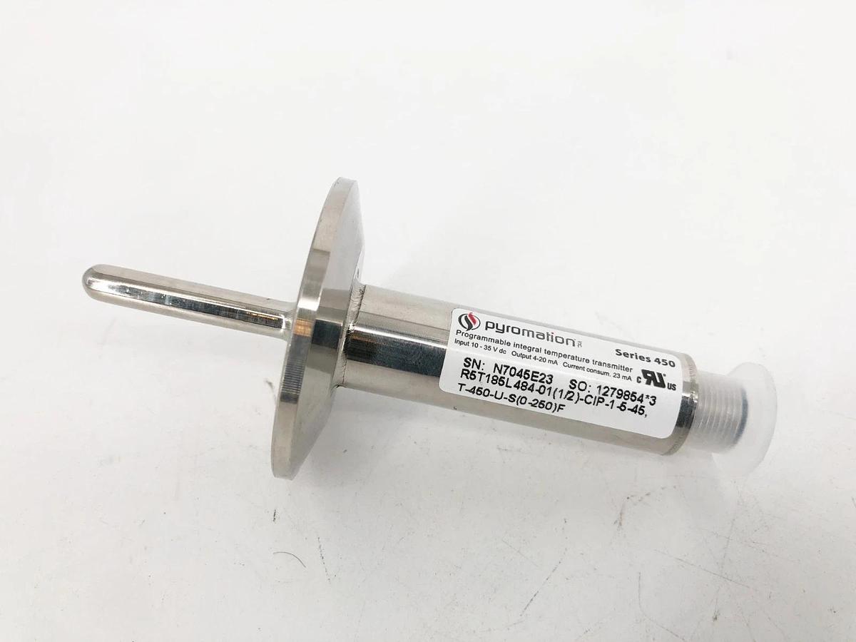 New Pyromation R5T185L484-01(1/2)-CIP-1-5-45,T-450-U-S(0-250)F Temp Transmitter