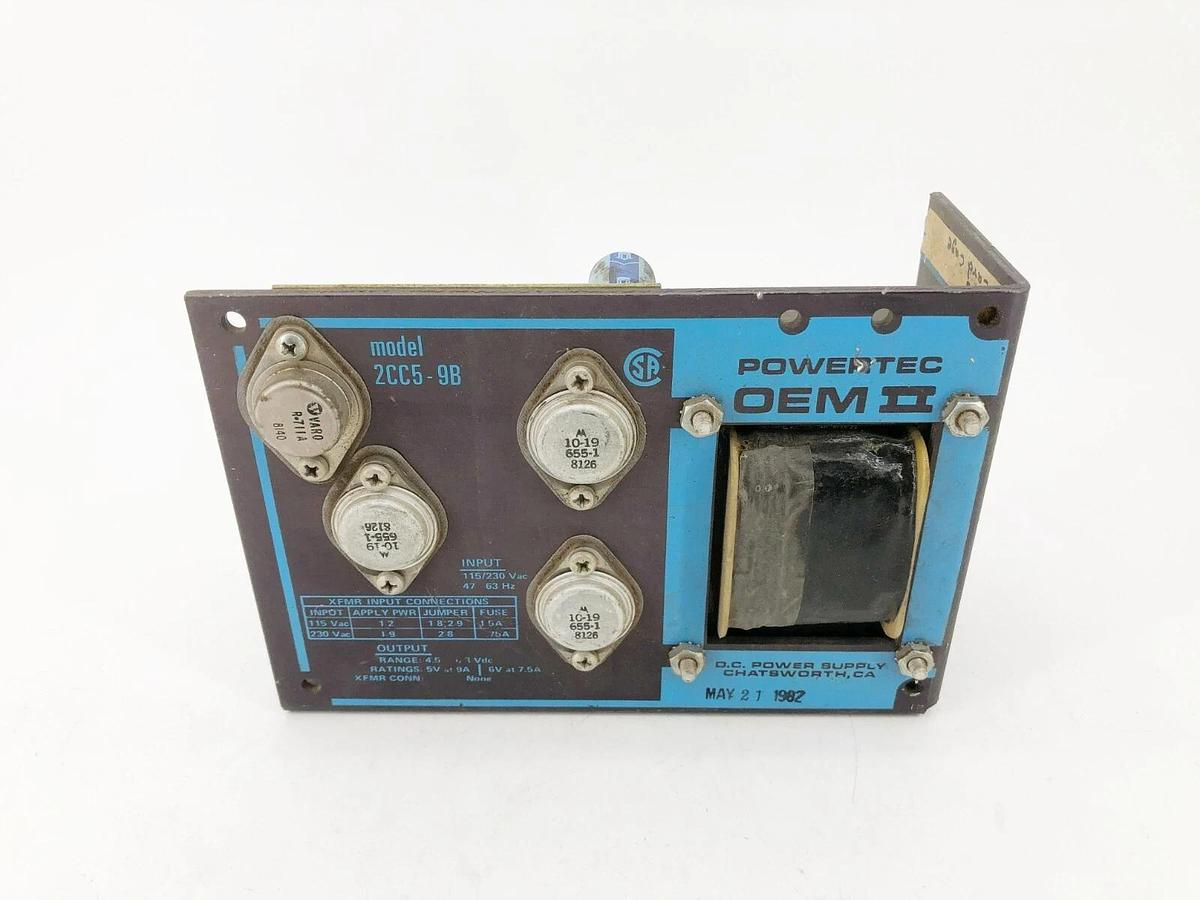 Used Powertec OEM II 2CC5-9B Power Supply Input: 115/230VAC Output: 4.5-6.36VDC