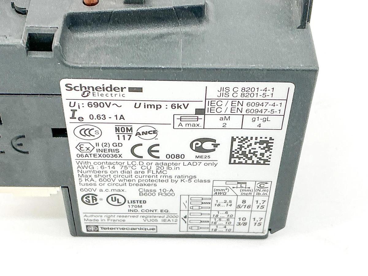 New Schneider Electric LRD05 Overload Relay 1A 690V 6kV 034675